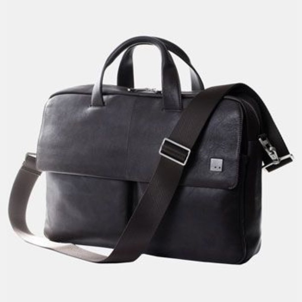 Knomo London Dundee  17"  Expandable Leather Laptop /Brief Case/File Organizer